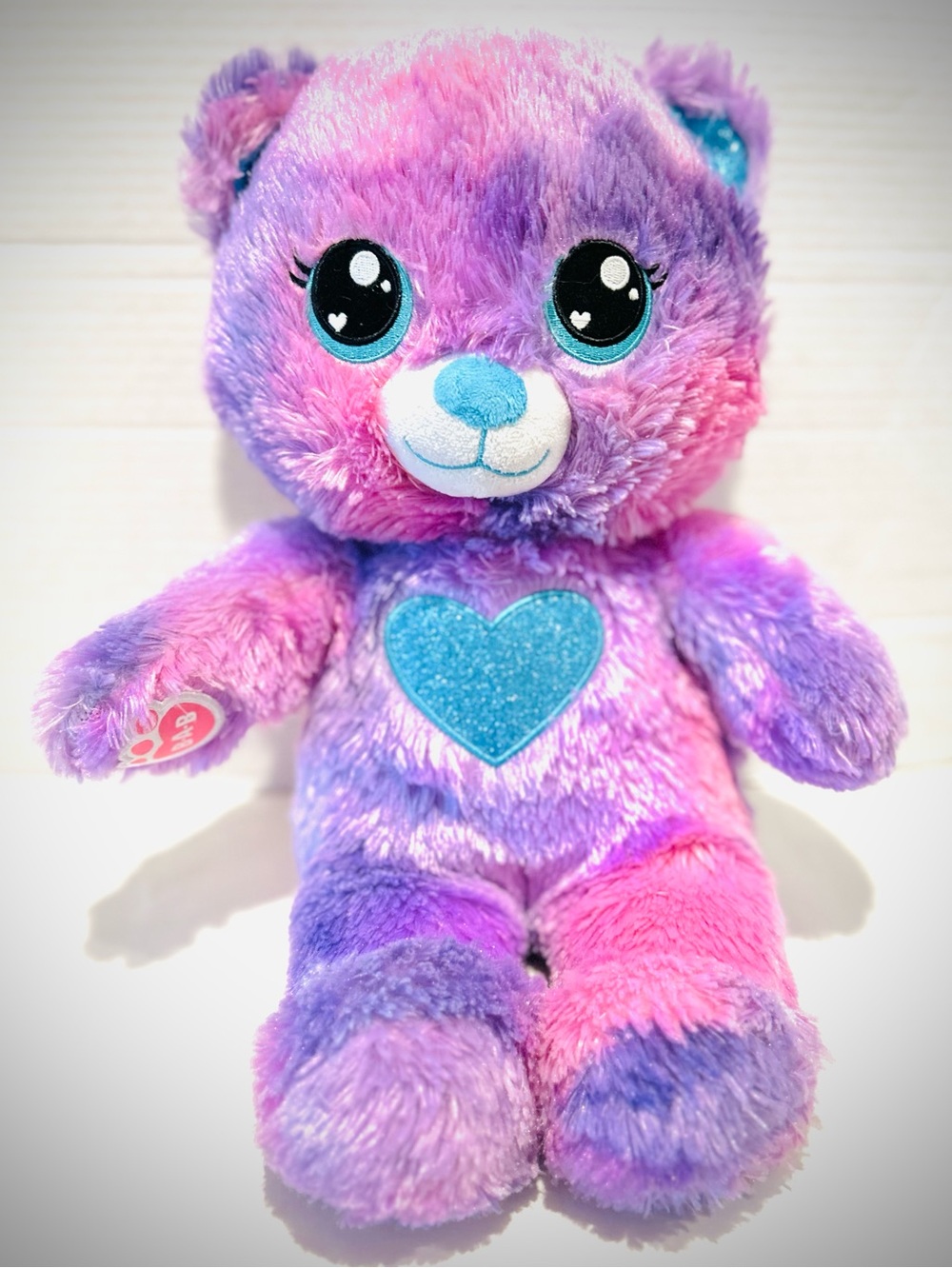 Build a Bear Heartables Teddy Bear Purple Pink plush stuffed animal 16”